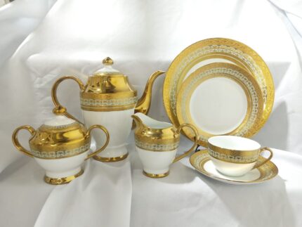 طقم شاي نهياني سويت 24 قطعة ذهبي أنيق – (DD003)