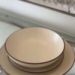 طقم نهياني مودرن لون بيج 18 قطعه 6 اشخاص (FHG18-05) مع مفرش سفره هدية